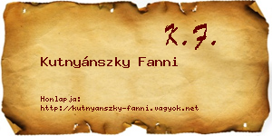 Kutnyánszky Fanni névjegykártya